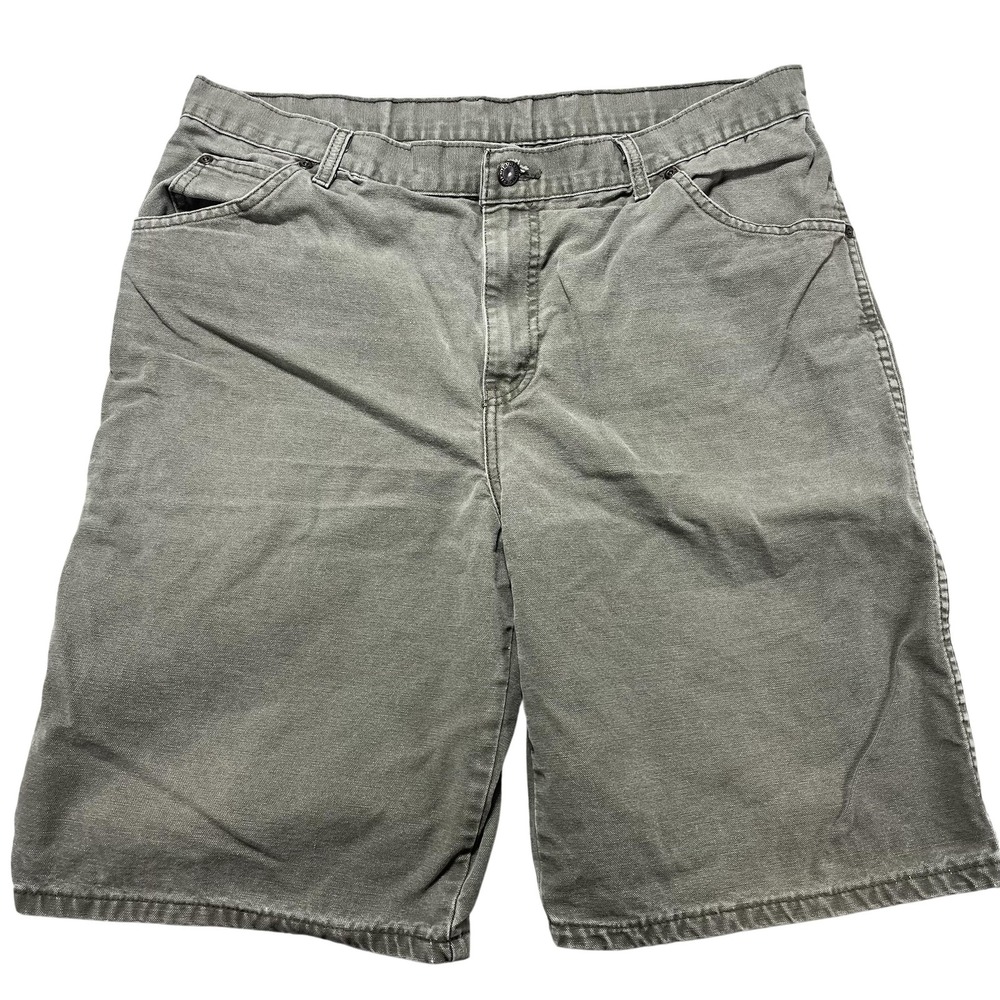 Dickies Shorts Mens 34 Green Denim Chino 10" Inseam Workwear Utility Casual